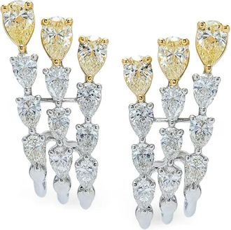 Azzaro 18kt witgouden Thee Row Teardrop oorbellen met diamant - Zilver