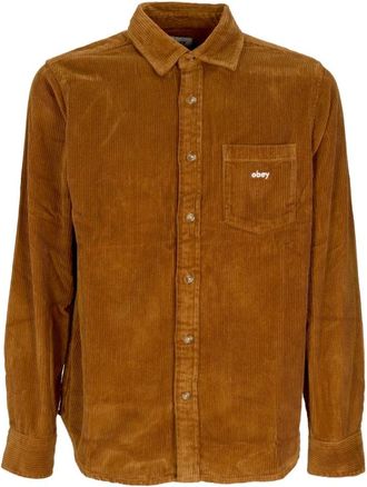 Obey Velvet Overhemd Catechu Wood - Heren - Casual Overhemden - Bruin - XL - Katoen - Overhemden