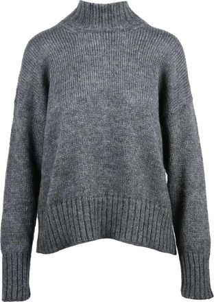 Alpha Studio Mock Neck Knit Sweater With Ribbed Texture And Relaxed Fit