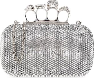 Alexander McQueen Knuckle Clutch - Dames - Clutches - Grijs - ONE Size - Leer - Tassen