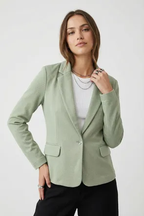 Vero Moda Jerseyblazer VERO MODA VMJULIA LS BLAZER JRS NOOS, Damen, Gr. 34, fog gr&uuml;n, Jersey, Obermaterial: 66% Polyester, 34% Baumwolle, unifarben, regular fit