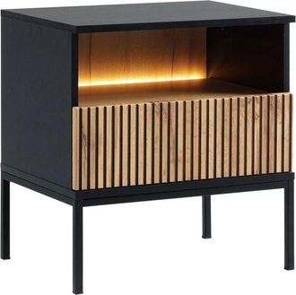 Mirjan24 Mobilier1 - Mesilla De Noche Soferi 101, N&uacute;mero De Cajones: 0, N&uacute;mero De Puertas: 0, 56x54x39cm, Aglomerado Laminado, Led