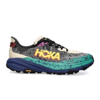 Hoka One One Hoka Speedgoat 6 Textile Synthetic Womens Running Trainers - Oatmeal Mountain Iris - Size:UK 5.5