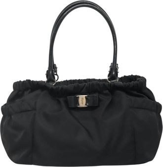 Ferragamo Vala Black Nylon Handbag (Pre-Owned)
