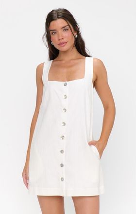 Show me your Mumu Everly Mini Dress in White Linen at Nordstrom, Size X-Small