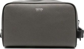 Tom Ford Leren Toilet Tassentas - Heren - Toilettassen - Grijs - ONE Size - Leer - Tassen