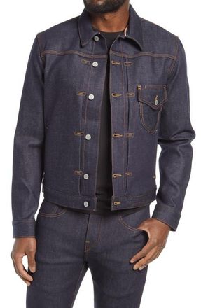 HIROSHI KATO Stretch Button-Up Jacket in 14Oz Indigo Raw at Nordstrom, Size X-Large