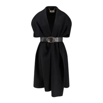 Elisabetta Franchi Belted Coats, female, Black, Size: XS Crocodile Print Wool Jacket with Belt