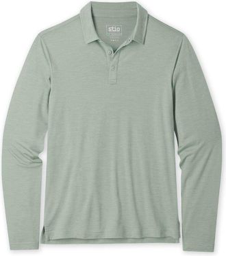 Stio | Mens Alpin Lightweight Merino Polo Shirt Long Sleeve, Size Extra Large in Sage Flats