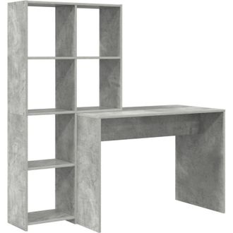 vidaXL Escritorio Con Estante Gris Hormig&oacute;n 138.5 X 55 X 143 Cm Vidaxl