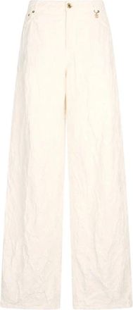 Roberto Cavalli Gestructureerde Wijde Pijp Broek - Dames - Wijde Broeken - Beige - S - Broeken