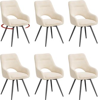 Woltu Woltu Juego De 6 Sillas De Comedor Giratorias 360&deg; De Terciopelo Chenilla, Dise&ntilde;o Moderno Con Patas De Metal Para Comedor/sala De Estar, Beige