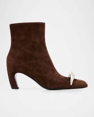 Tory Burch Pierced Suede Ankle Boots