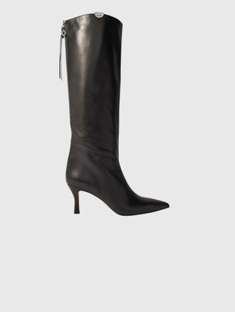 Maje Pointed-toe Leather Boots - Black - Maje