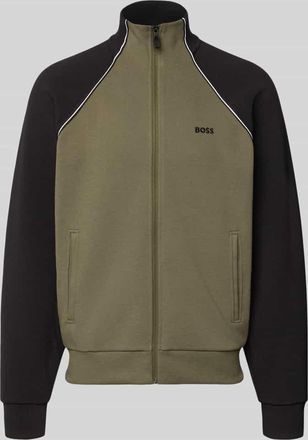 HUGO BOSS Regular Fit Sweatjacke aus Baumwoll-Mix in Dunkelgruen, Größe XXXL