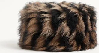 Valentino Garavani Cappello in Pelliccia di Agnello Donna MARRONE/NERO 55
