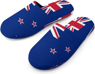 Generic New Zealand Flag Mens Cotton Slippers Memory Foam Comfort House Shoes Winter Indoor Slipper for Hotel Casa Spa