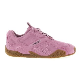 Versace Schoenen, Dames, Roze, 40 EU, Leer, Galaxia Suede Sneakers