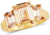 Savvy Cie Jewels Emerald Cut Cubic Zirconia 3-Stone Ring in Yellow at Nordstrom Rack, Size 10