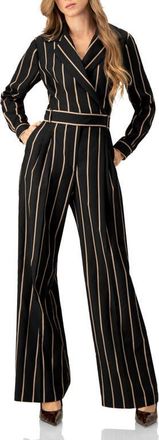 Ivonne Striped Jumpsuit with Side Pockets in Black at Nordstrom, Size 4