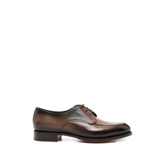 Santoni Tweekleurige Derby Schoenen - Heren - Nette schoenen - Bruin - 39 1/2 EU - Leer - Schoenen