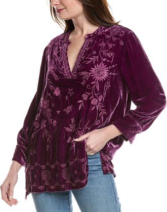 Johnny Was Voyager Velvet Silk-Blend Tunic