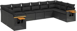 vidaXL Vidaxl - Set De Sof&aacute;s De Jard&iacute;n 10 Pzas Cojines Rat&aacute;n Sint&eacute;tico Negro