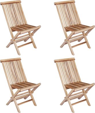 vidaXL Silla De Jard&iacute;n Plegable 4 Uds. Natural Madera De Teca Maciza Vidaxl