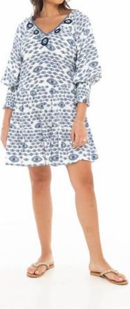 Skemo Marrakech Evil Eye Short Dress In White/navy