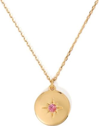 Kate Spade New York clear honesty medallion necklace in Pink/Gold at Nordstrom