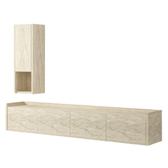 Hanah Home Porta Tv In Legno sema Con Mensola A Muro - 160 X 30 X 35 Cm - Travertino