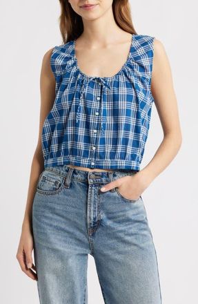 D&ocirc;en Theo Plaid Organic Cotton Voile Top in Dorset Plaid at Nordstrom, Size Xx-Large