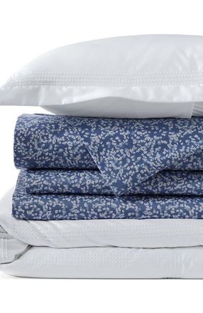 Lands End 400 Thread Count Premium Supima Cotton No Iron Sateen Embroidered Duvet Bed Cover in White Dots at Nordstrom, Size Twin
