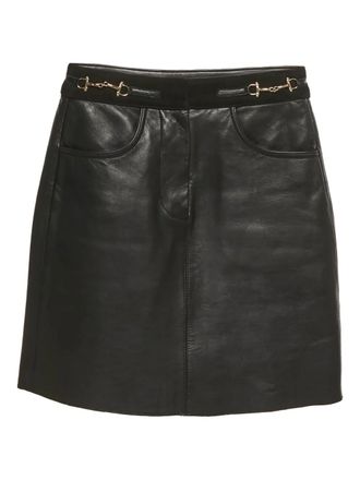Maje embellished waistband leather skirt - Black
