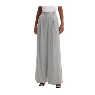 Marella Wide Trousers, female, Gray, L, Gray Chino Trousers with Pleated Leg