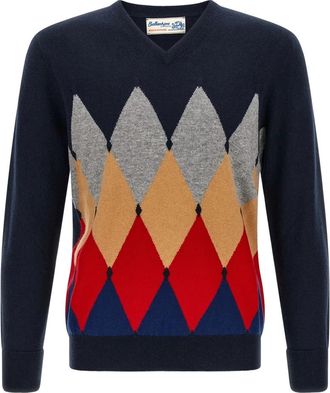 Ballantyne V-hals Pullover - Heren - V-hals truien - Veelkleurig - XL - Kasjmier - Truien & Vesten