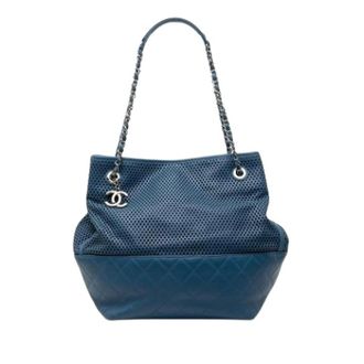 Chanel Pre-owned Up In The Air North South Tote - Dames - Pre-owned - Blauw - Maat: ONE Size Leer