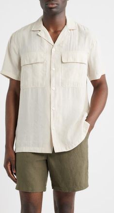 Nordstrom Pocket Resort Short Sleeve Shirt in Grey Moonbeam at Nordstrom, Size Xx-Large