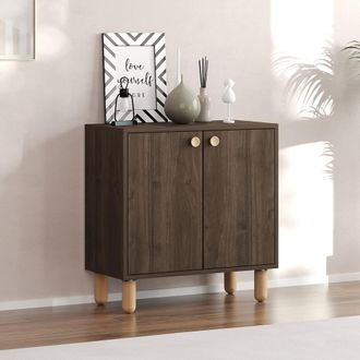 Dmora Aparador Pontida, Gabinete Un Estante, 2 Puertas, 2 Compartimentos, 72x36x73h Cm Marr&oacute;n Nogal