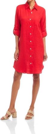 Karen Kane Linen Shirtdress - Petite In Cherry