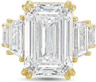 Diana M. Jewels 18kt Yellow gold Lab grown 10ct Emerald Cut Diamond hidden halo fashion ring