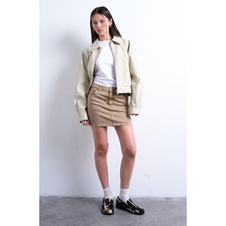 Topshop Denim Miniskirt in Beige at Nordstrom Rack, Size 10 Us (Fits Like 10-12)