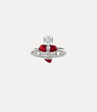 Vivienne Westwood New Diamante Heart Ring Silver Red Silver / Cubic Zirconia / Enamel Unisex