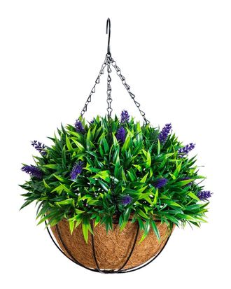 Nearly Natural 18In Uv-Resistant Artificial Lavender Hanging Basket (Indoor/Outdoor)