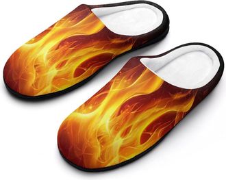 Generic Fire And Flame Cotton Slippers for Women Indoor Outdoor Slipper Slip-On Memory Foam Home Shoes