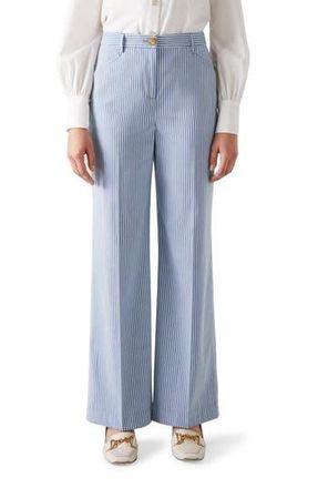 L.k. Bennett Gene Stripe Wide Leg Cotton Blend Pants in Blue at Nordstrom Rack, Size 10 Us / 14 Uk