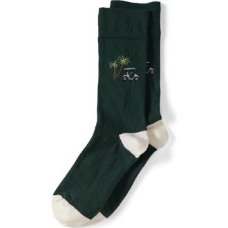 Lands End Novelty Crew Socks in Golf/palm Tree/green at Nordstrom