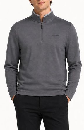 Ben Sherman Textured Knit Quarter Zip Pullover in Dark Grey at Nordstrom, Size Xx-Large
