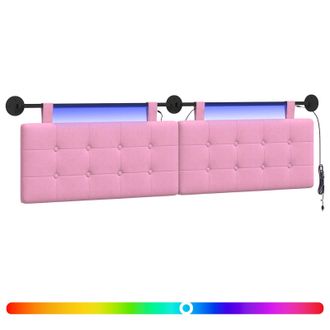 vidaXL Cabecero Colgante Con Luz Led Rosa Tela Vidaxl