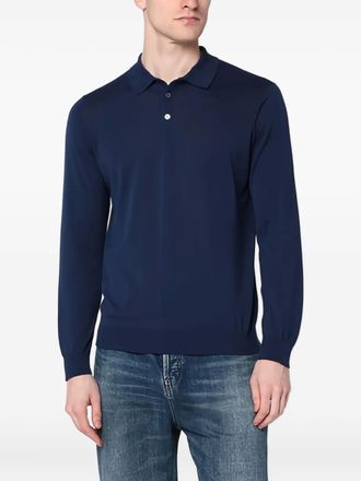 Drumohr Polo in cotone con ricamo logo - Blu